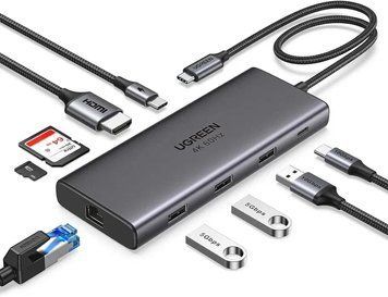 Ugreen Type-C 9 в 1 USB 3.2 10 Гбит/с 4K 60Hz HDMI 100W USB-хаб T7543K фото