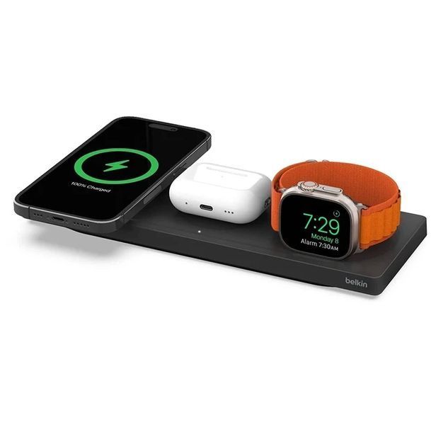 Belkin BOOST CHARGE PRO HPU82 WIZ016vfBK Док-станція 3 в 1 Wireless Charging Pad with MagSafe Black T9702K фото