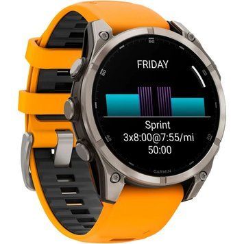 Garmin Fenix 8 47mm Sapphire Titanium w. Spark Orange/Graphite Silicone Band 010-02904-10/11 Умные часы T1629K фото