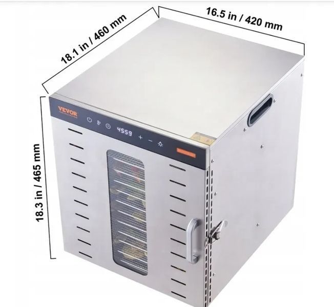 Vevor SS10X 1000 Вт Дегідратор сушарка для фруктів овочів м'яса грибів T2322R фото