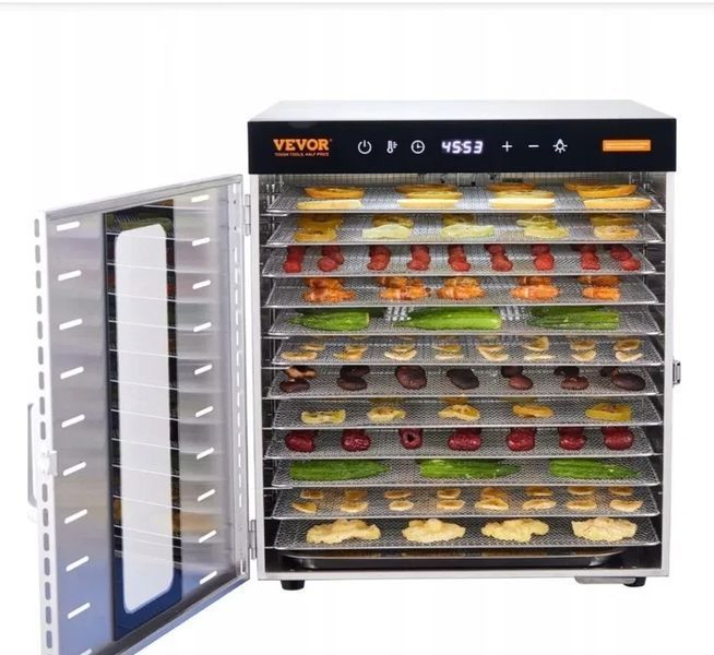 Vevor SS10X 1000 Вт Дегідратор сушарка для фруктів овочів м'яса грибів T2322R фото