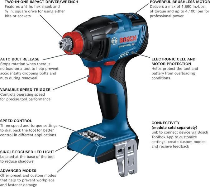 Bosch Freak GDX18V-1860CN 18V Акумуляторний ударний гайковерт каркас T2287I фото