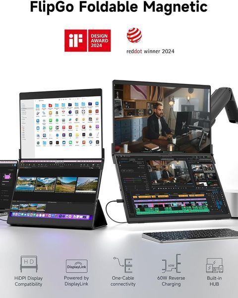 JSAUX FlipGo Pro Портативний монітор 16-22" Full HD T4731K фото