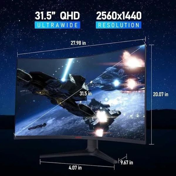 KOORUI 31.5 Gaming VA/1500R Black Ігровий монітор QHD 170HZ HDR10 (GA01) T3211K фото