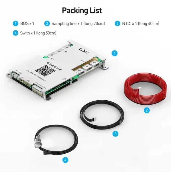 Плата BMS Jikong JK-B2A8S20P 200/350A (балансир 2А) с кнопкой T5545K фото