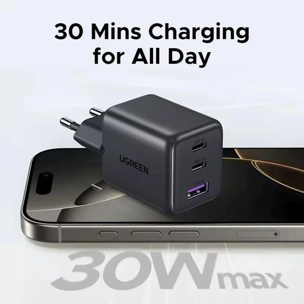 UGREEN X515 30W 3-Port GaN Fast Charger Зарядний пристрій T1217K фото