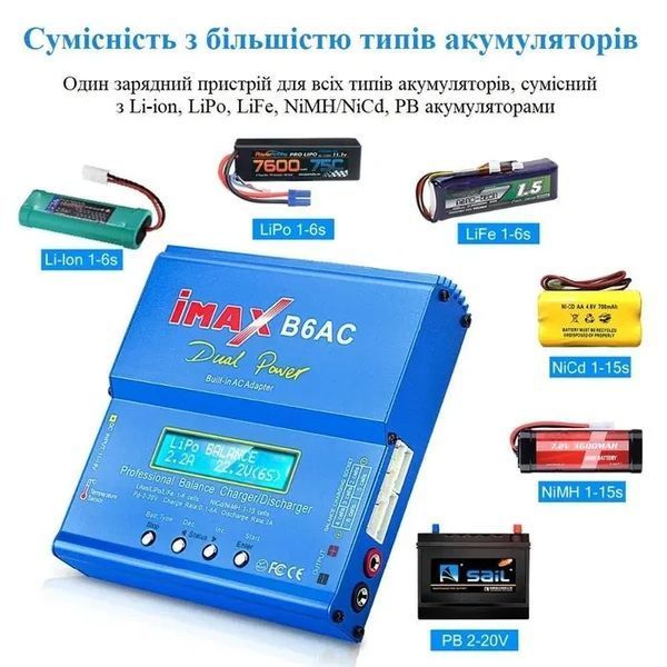 IMAX B6AC 80W 6A Зарядное устройство + Адаптер JST-XH/балансировочная зарядная плата A6 (2S-6S) T2089M фото