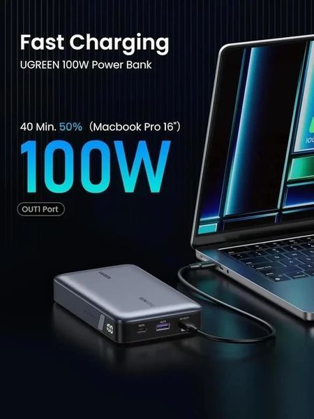 UGREEN 20000mAh 100W Two-way Fast Charging Power Bank Зарядное устройство T1442K фото