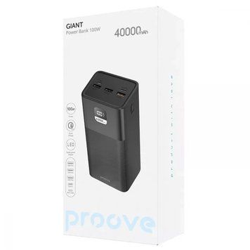 40000mAh 100W Proove Giant Powerbank 20V 5A 3xUSB/Type-C/microUSB Зовнішній акумулятор T2277K фото