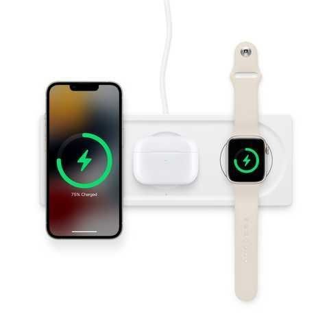 Belkin BOOST CHARGE PRO HPU82 WIZ016vfWH 3-in-1 Wireless Charging Pad with MagSafe White Док-станція T9702K фото