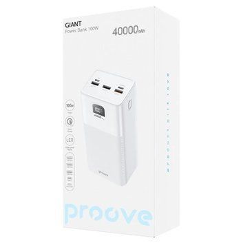 40000mAh 100W Proove Giant Powerbank 20V 5A 3xUSB/Type-C/microUSB White Зовнішній акумулятор T2277K фото