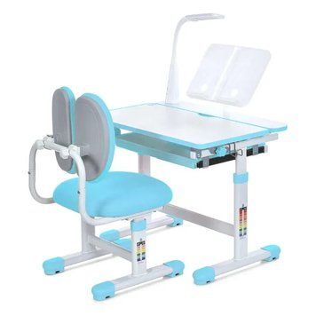 Bambi M 6136 Blue Детская парта со стулом лампой подставкой для книг регулировки высоты T4933L фото