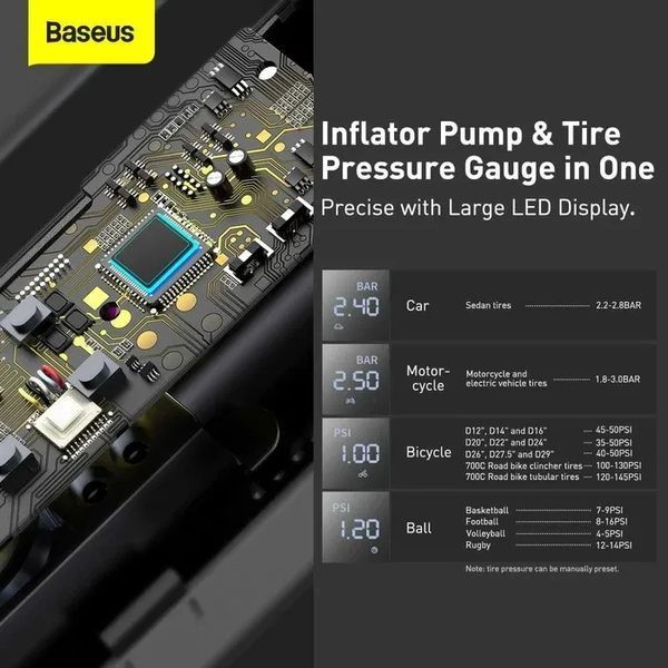 Baseus Super Mini Inflator Pump BS-CG003 (CRCQ000001) Автомобильный компрессор T5599M фото