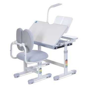 Bambi M 6136 Gray Детская парта со стулом лампой подставкой для книг регулировки высоты T4933L фото