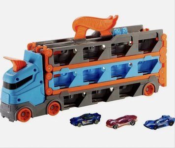 Hot Wheels 2 в 1 Автовоз-транспортер 2 м + 3 машинки Игровой набор T2461A фото