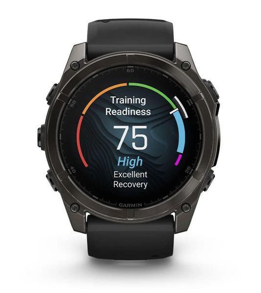 Garmin Fenix 8 51 mm Sapphire Carbon grey DLC with Black/pebble grey silicone band 010-02905-21 Розумний годинник T2829K фото