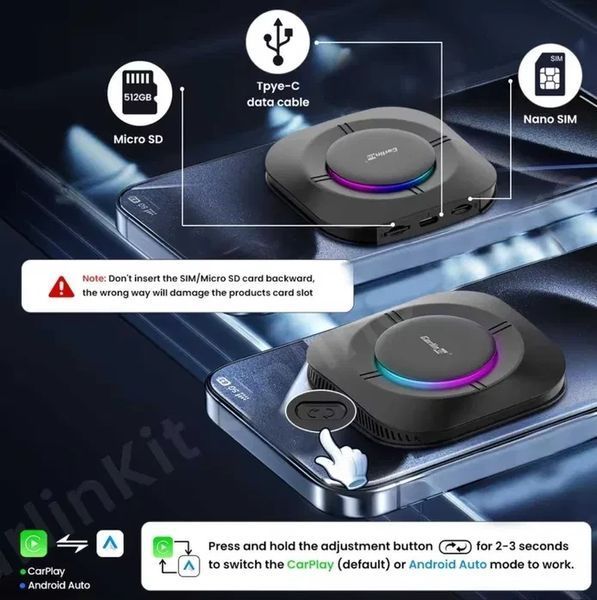 CarlinKit TBox S2 4gb/64gb - YouTube/Netflix (Android 13.0) Адаптер для беспроводного подключения смартфона T2962K фото