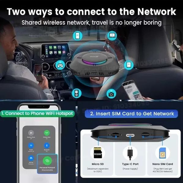 CarlinKit TBox S2 4gb/64gb - YouTube/Netflix (Android 13.0) Адаптер для беспроводного подключения смартфона T2962K фото