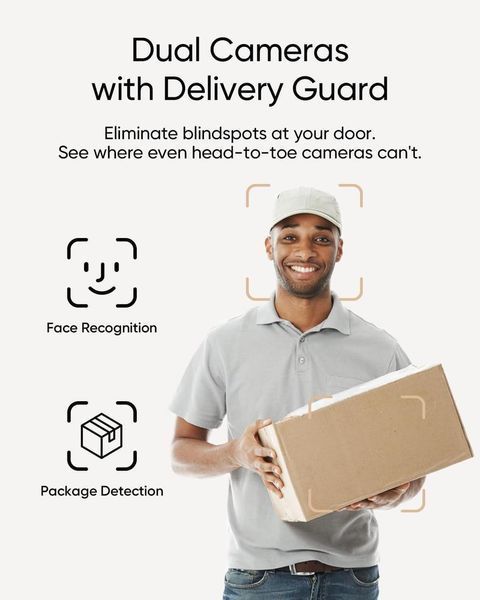 Eufy Video Doorbell E340 Dual (2K, Wi-Fi, аккумулятор, двусторонняя связь, цветное ночное видение Умный видеозвонок T1310V фото