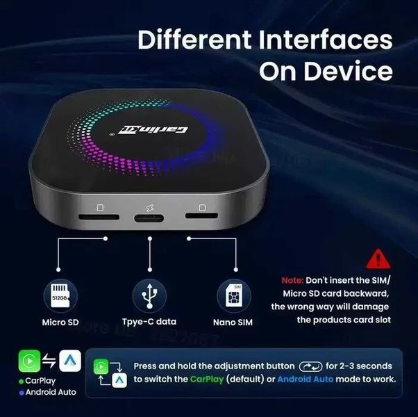 CarlinKit S2F TBox 8gb / 128gb - Carplay/YouTube/Netflix Адаптер для беспроводного подключения смартфона T3962K фото