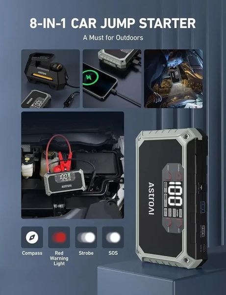 AstroAI Car Jump Starter 12V 8-in-1 Пуско зарядний пристрій T9977V фото
